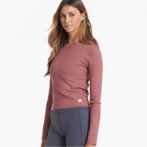 Vuori Long-Sleeve Mudra Fitted Tee in Rosewood Heather Size XL
